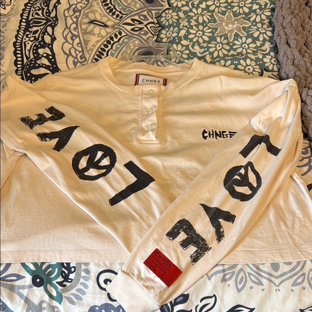CHNGE Cream Black Graphic Long Sleeve Tee